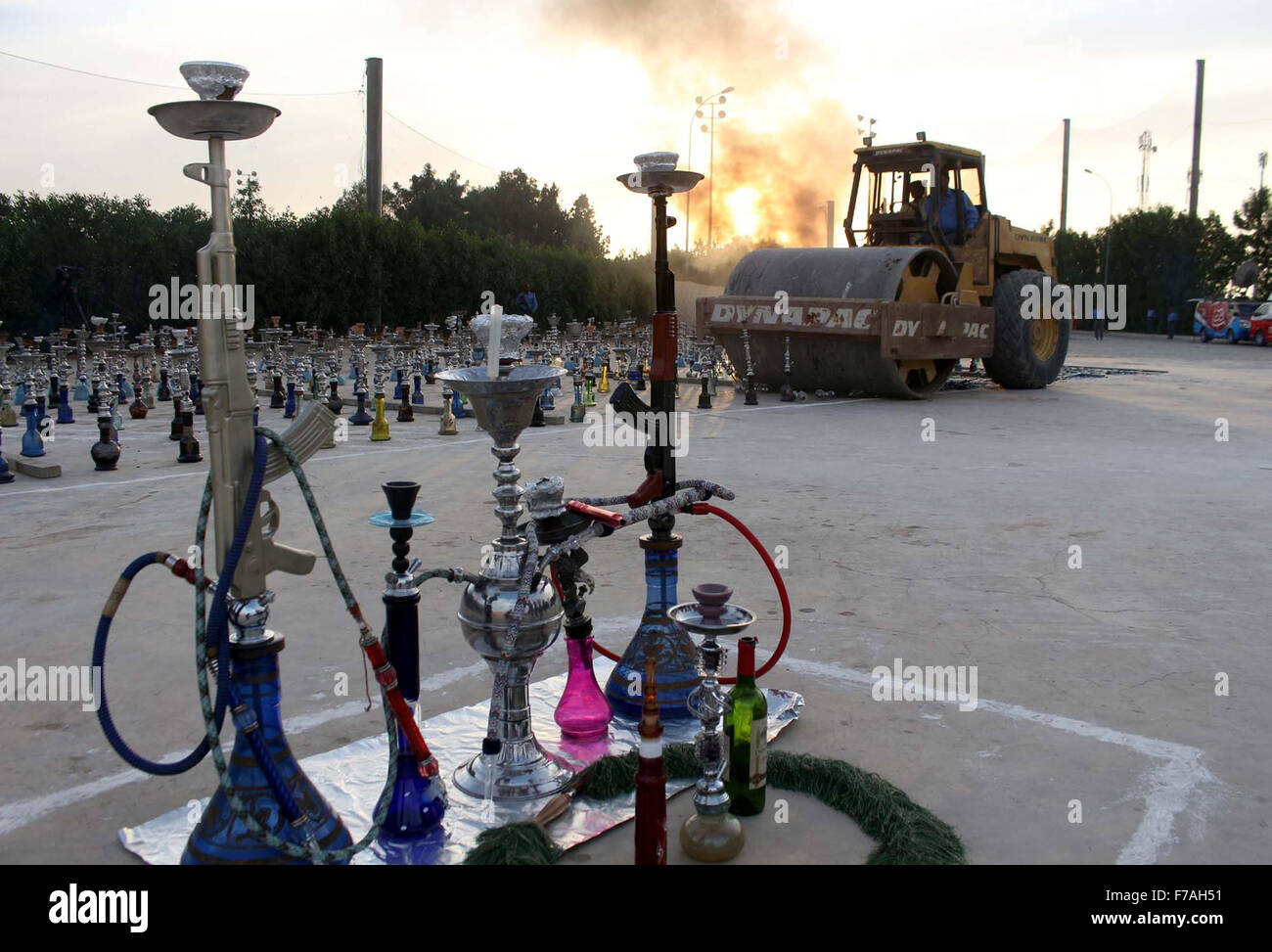 Defence Housing Authority's staffs smashing Sheesh (Hookah) which