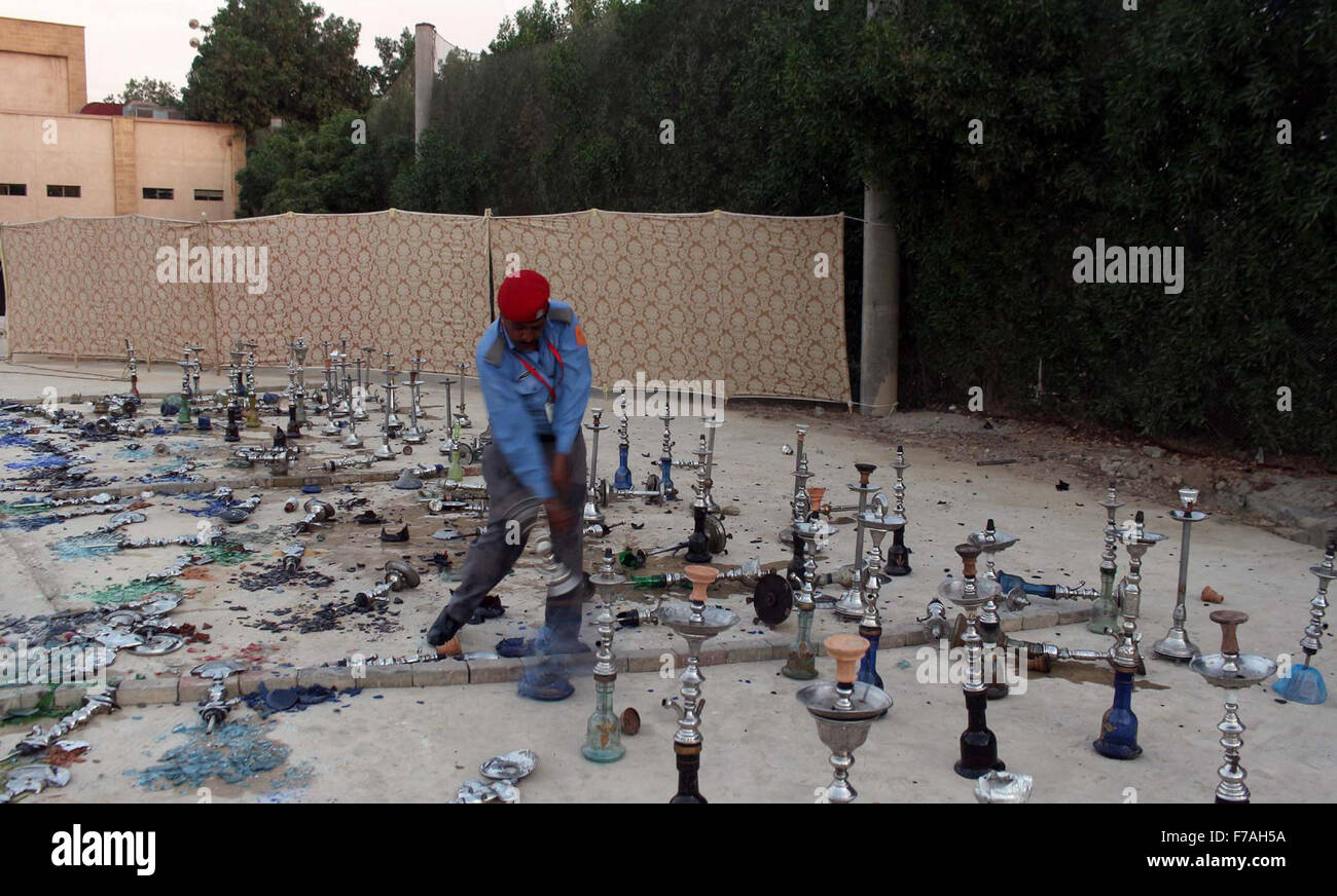 Defence Housing Authority's staffs smashing Sheesh (Hookah) which