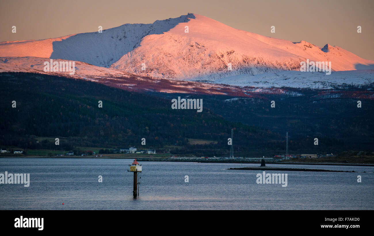 Northern Norway fjord sunset view Stock Photo