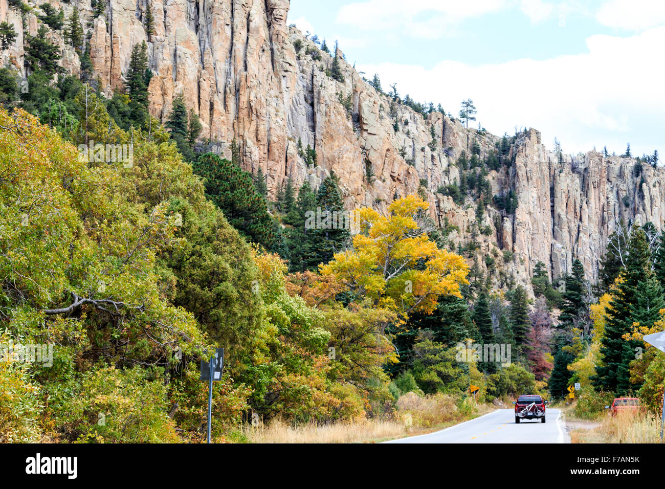 The Palisades area of Cimarron Canyon State Park in fall color Stock ...