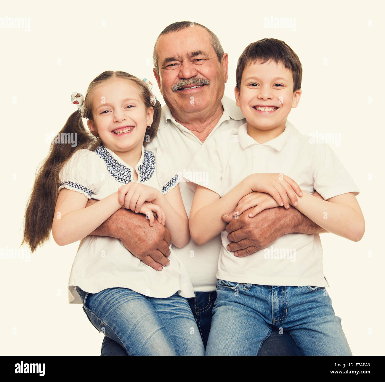 Grandfather and grandchildren portrait Stock Photo