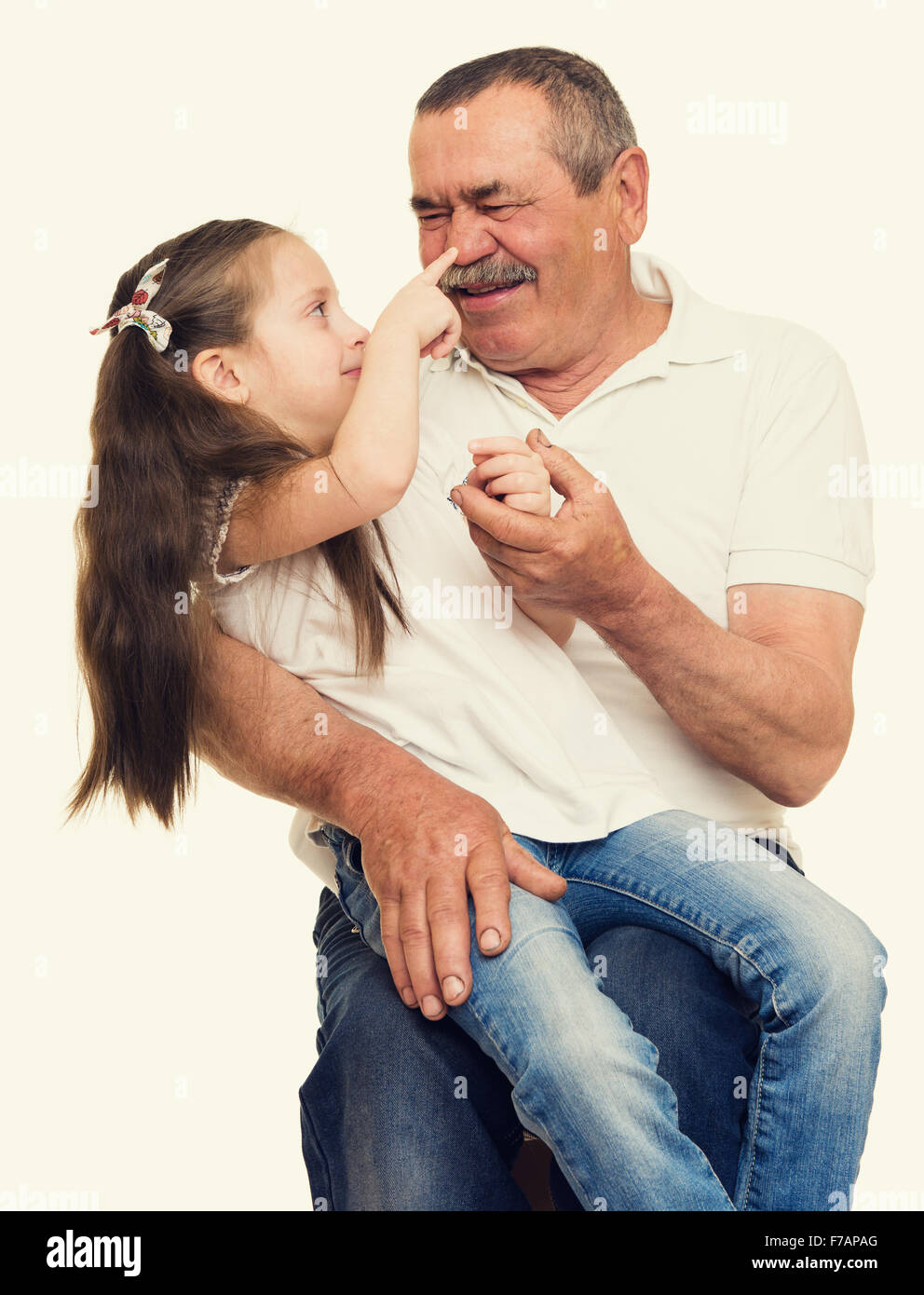 Grandfather and grandchildren portrait studio shoot Stock Photo - Alamy