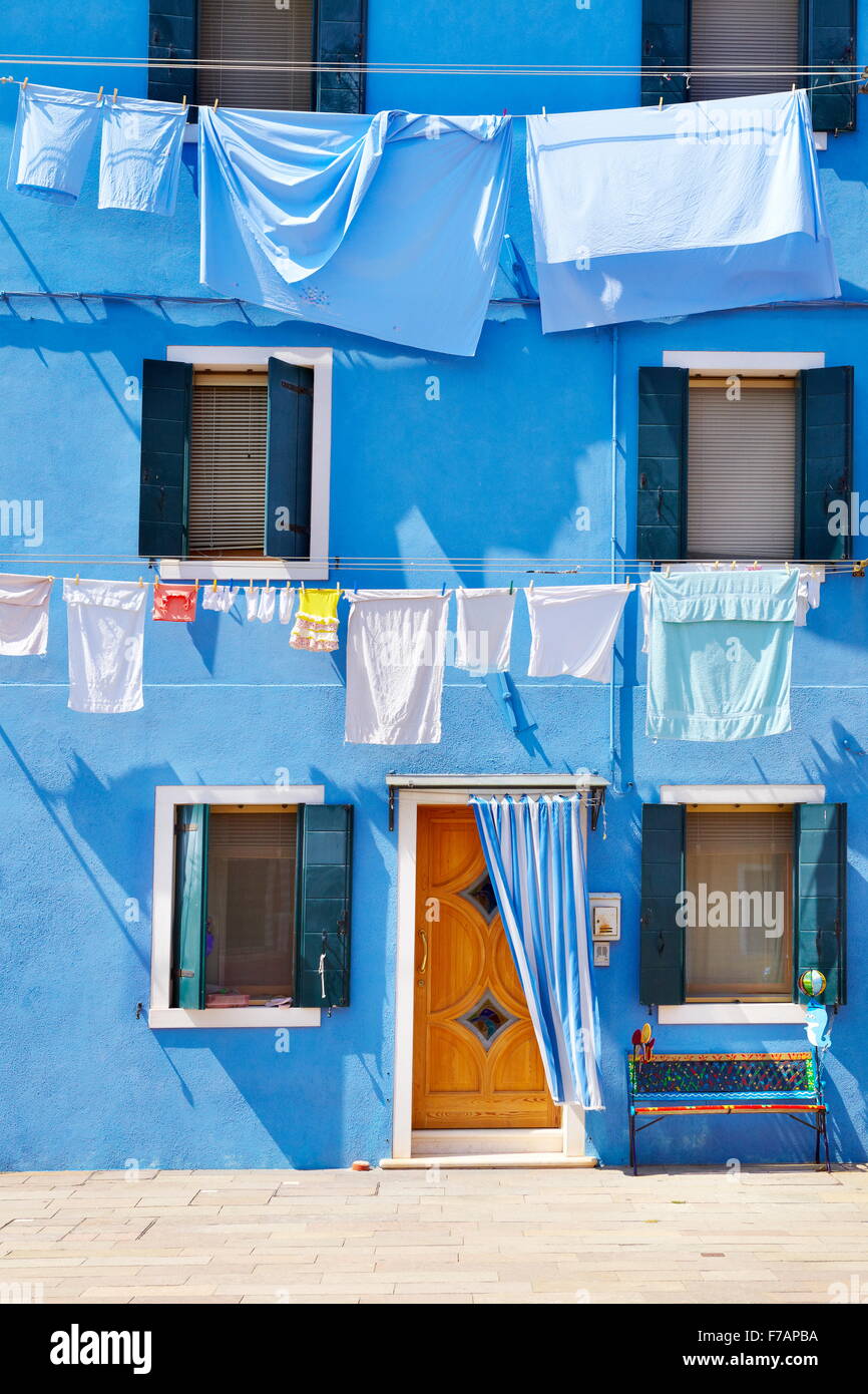 Colourful houses on Burano near Venice, Italy Stock Photo
