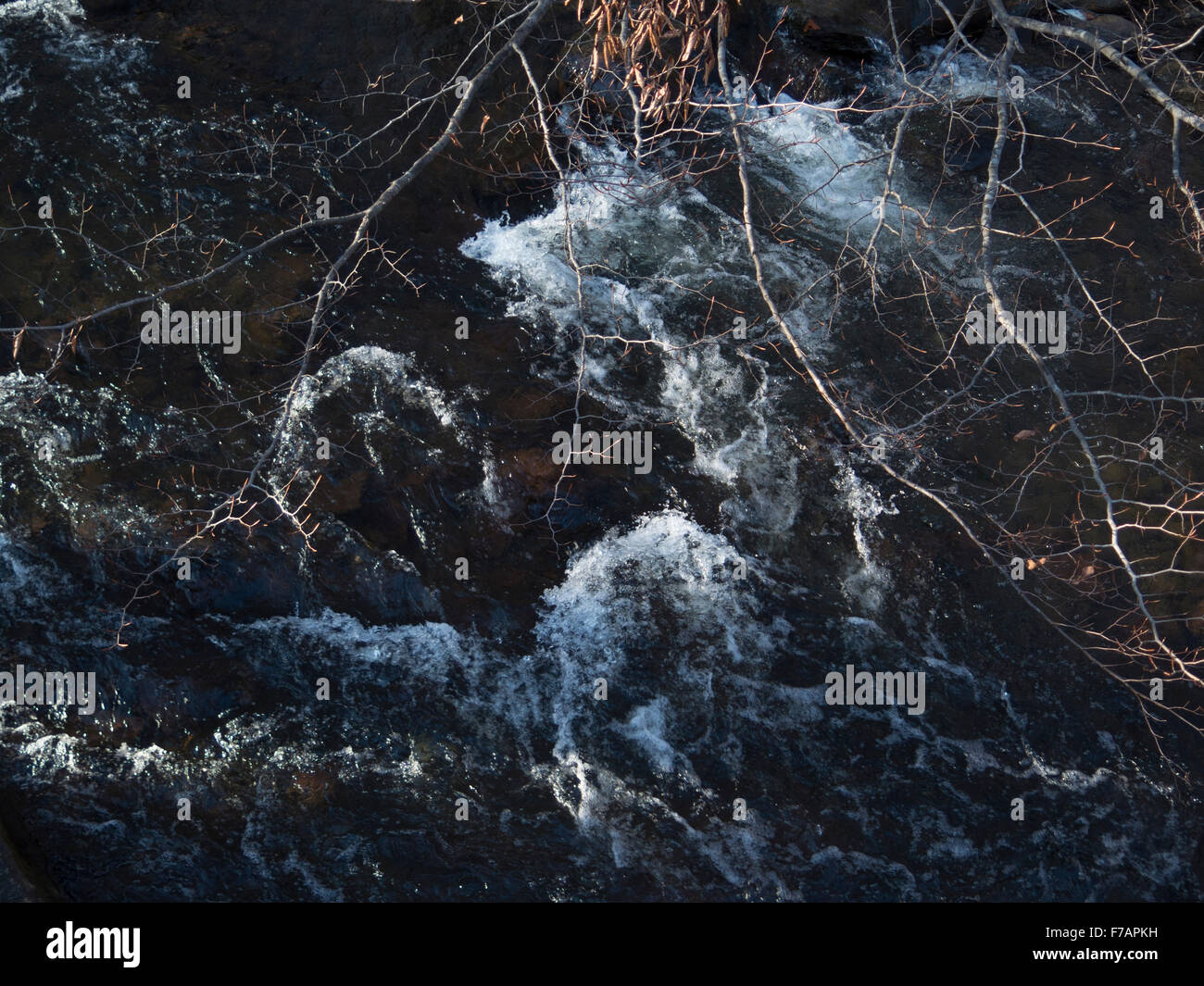 Rushing water in the South branch of the Hoosic River in Massachusetts. Stock Photo