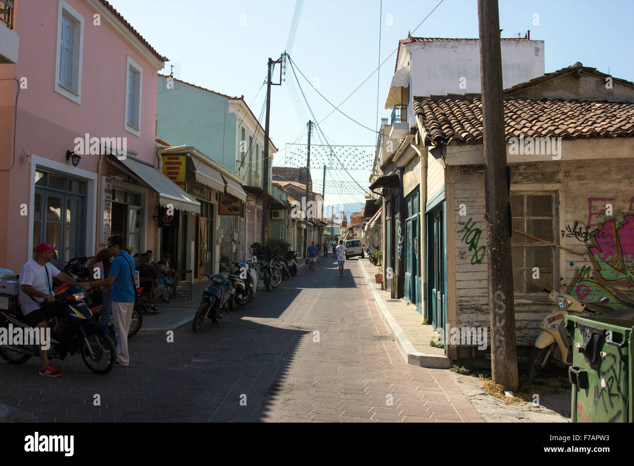 street scene in Lesbos Stock Photo