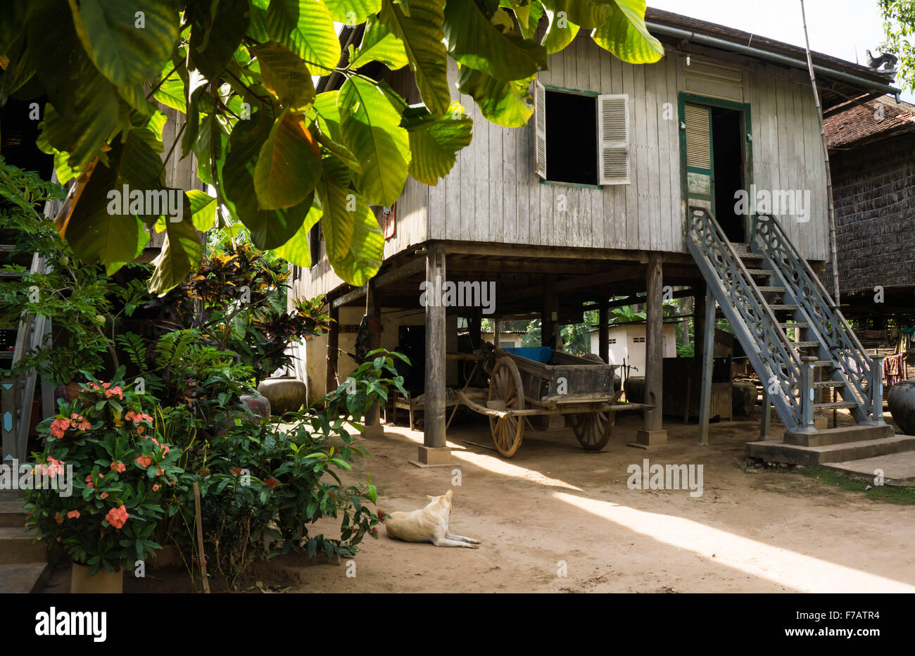 Angkor Ban, Cambodia Typical stilt house in Cambodian village Stock