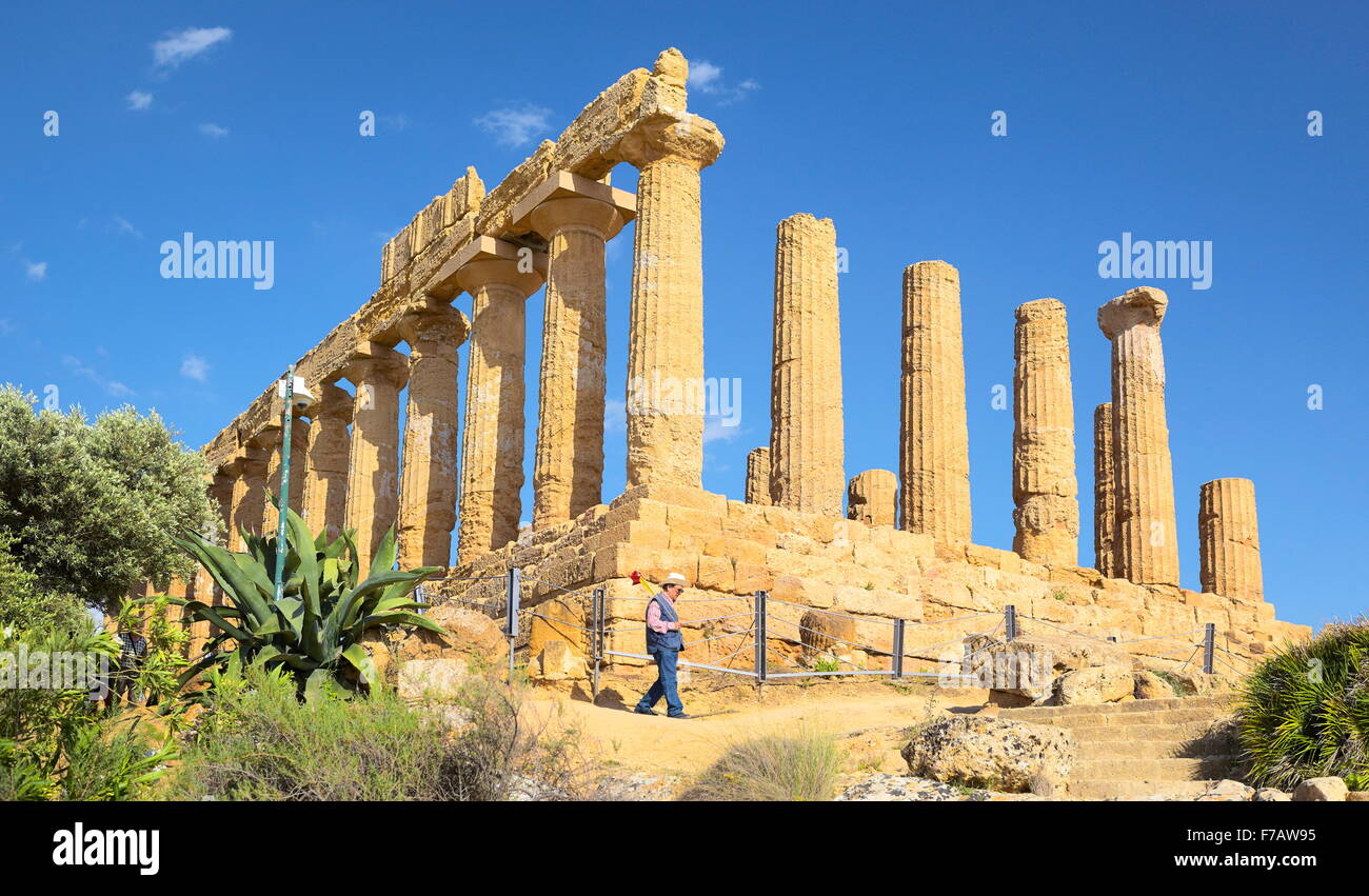Temple of Hera in Valley of Temples, Agrigento, Sicily, Italy UNESCO Stock Photo
