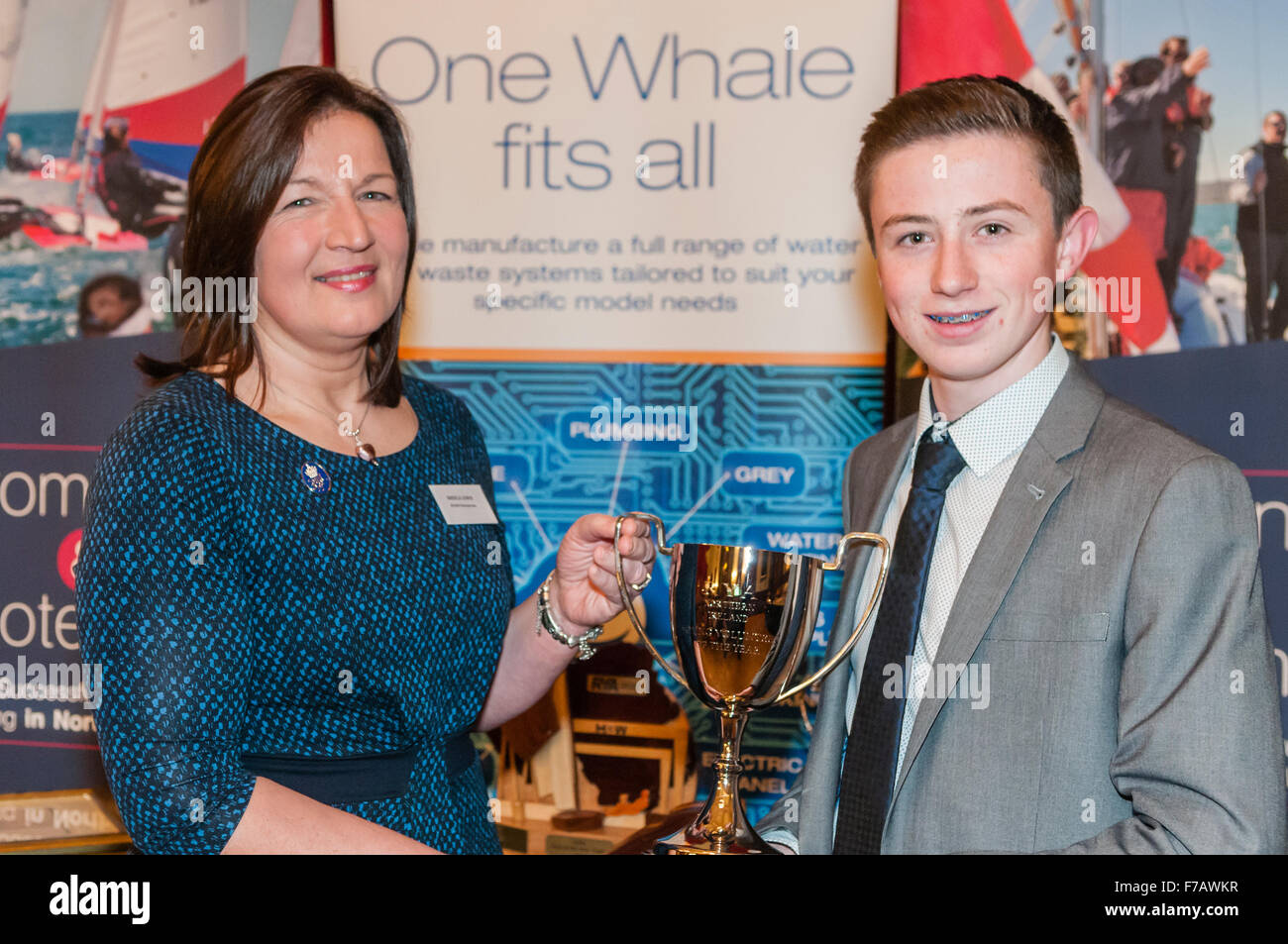 Belfast, Northern Ireland. 27 Nov 2015 - Cameron Date (Carrickfergus Yacht Club) wins Young Volunteer of the Year at the Royal Yacht Association Northern Ireland Host Annual Awards for 2015 Credit:  Stephen Barnes/Alamy Live News Stock Photo