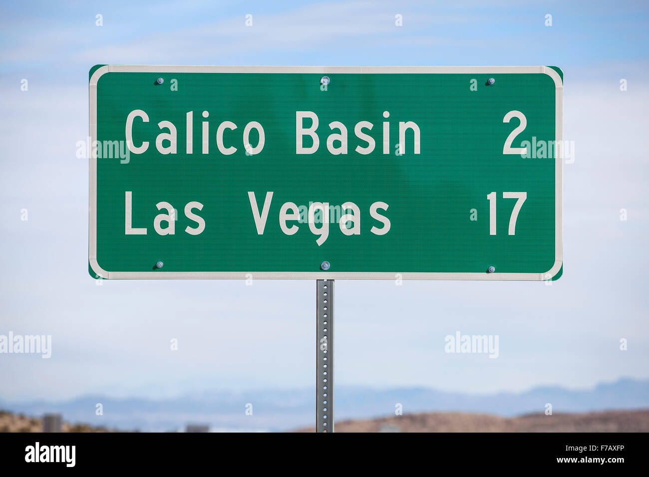 Las Vegas seventeen miles highway sign. Stock Photo