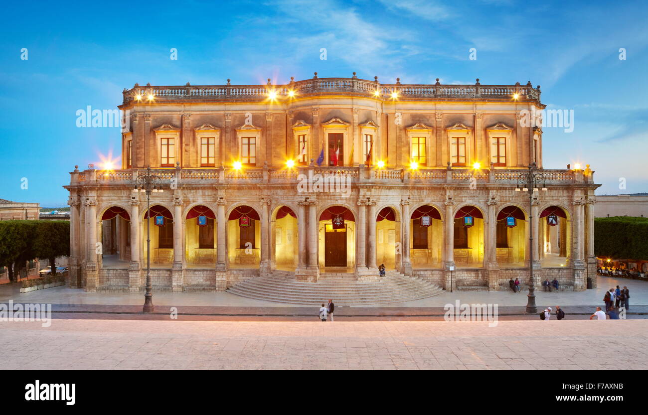 Ducezio palace (Palazzo Ducezio) Noto, Sicily, Italy UNESCO Stock Photo