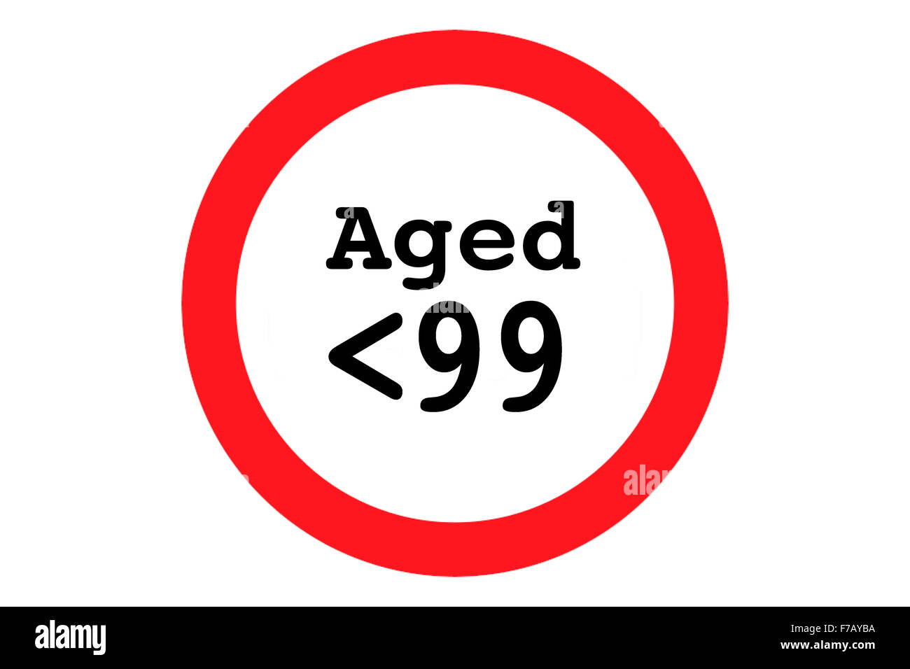 A circular road sign with an age limit of 90 Stock Photo Alamy