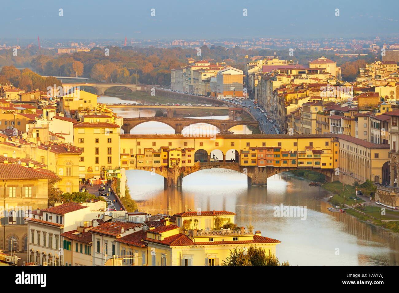 Ponte Vecchio Bridge, Florence cityscape, Italy Stock Photo