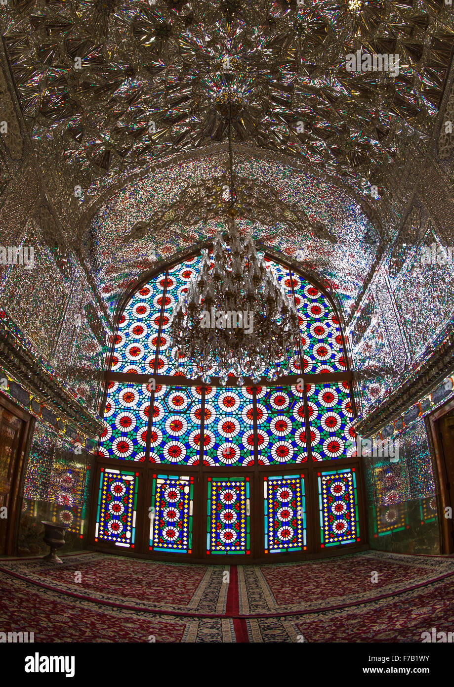 Stained Glass Windows In The Shah-e-cheragh Mausoleum, Fars Province, Shiraz, Iran Stock Photo