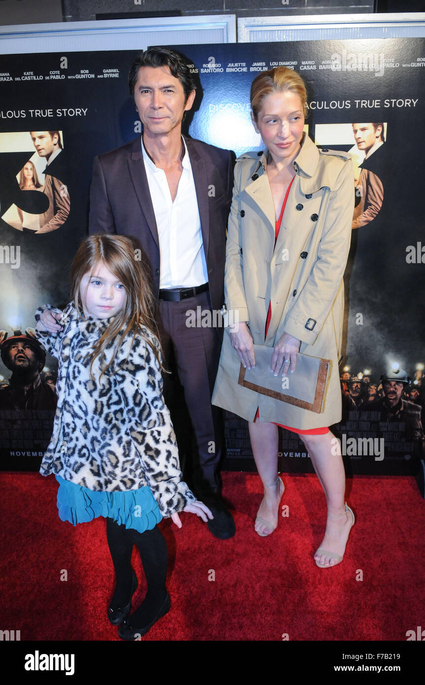 Washington DC premiere of 'The 33' at the Newseum - Red Carpet Arrivals  Featuring: Lou Diamond Phillips, Yvonne Boismier Phillips, Indigo Sanara Phillips Where: Washington, District Of Columbia, United States When: 27 Oct 2015 Stock Photo