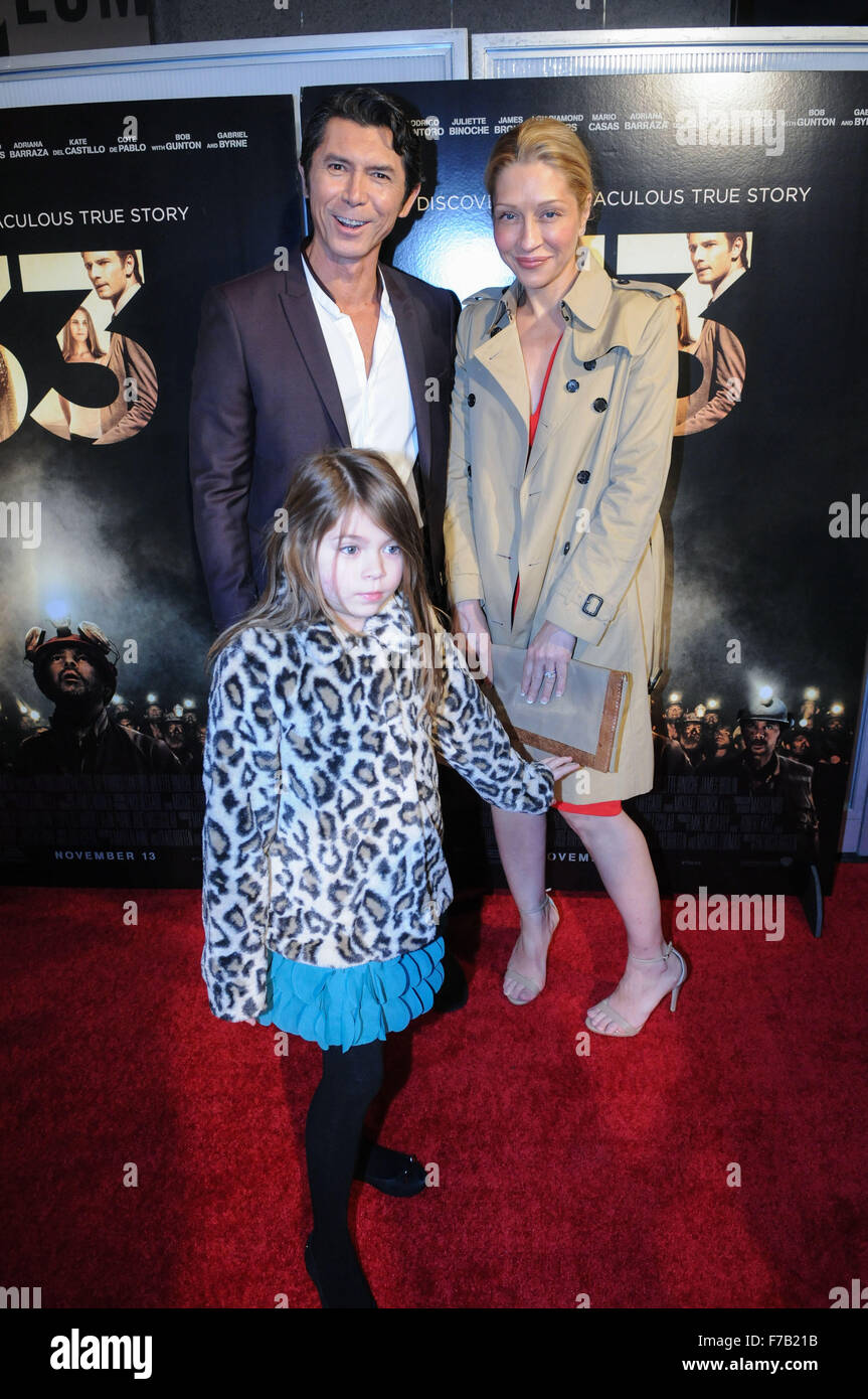 Washington DC premiere of 'The 33' at the Newseum - Red Carpet Arrivals  Featuring: Lou Diamond Phillips, Yvonne Boismier Phillips, Indigo Sanara Phillips Where: Washington, District Of Columbia, United States When: 27 Oct 2015 Stock Photo