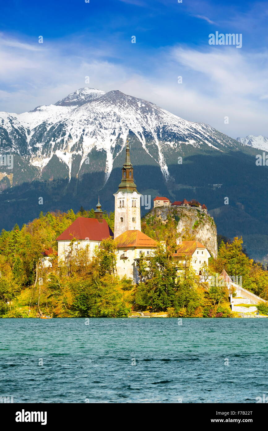 Slovenia - Lake Bled, Julian Alps Stock Photo