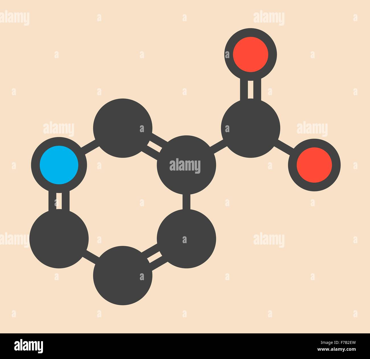Vitamin B3 (niacin) molecule. Stylized skeletal formula (chemical