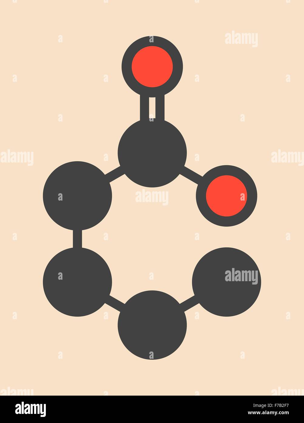 Valeric acid molecule. Smelly molecule, present in the plant valerian ...