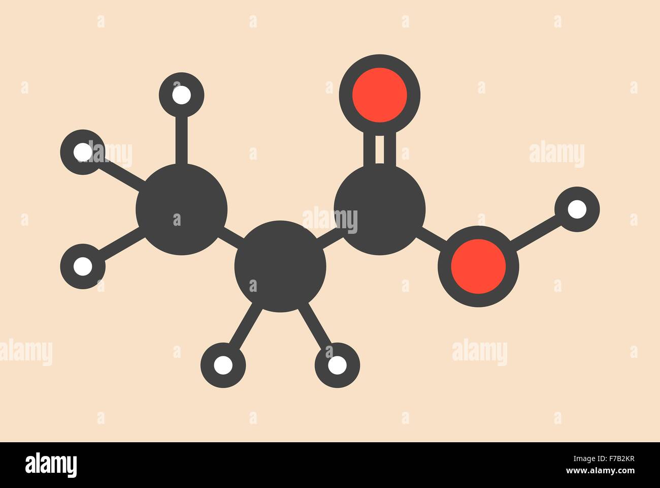 Propionic acid (propanoic acid) molecule. Used as preservative in food