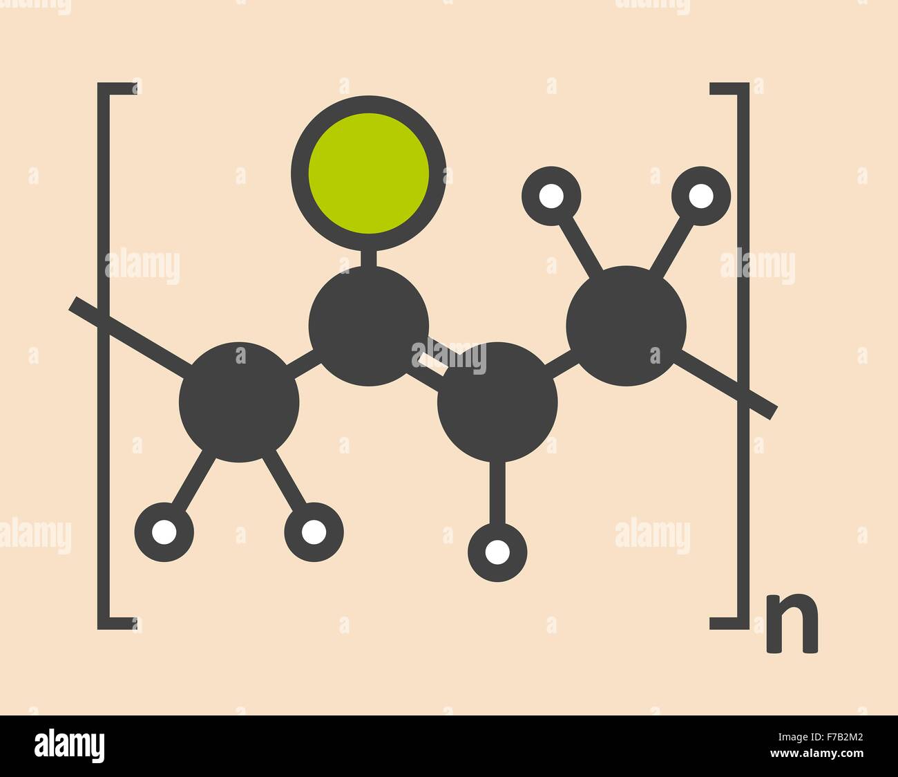 poly(vinyl chloride) plastic (PVC), chemical structure. Used in