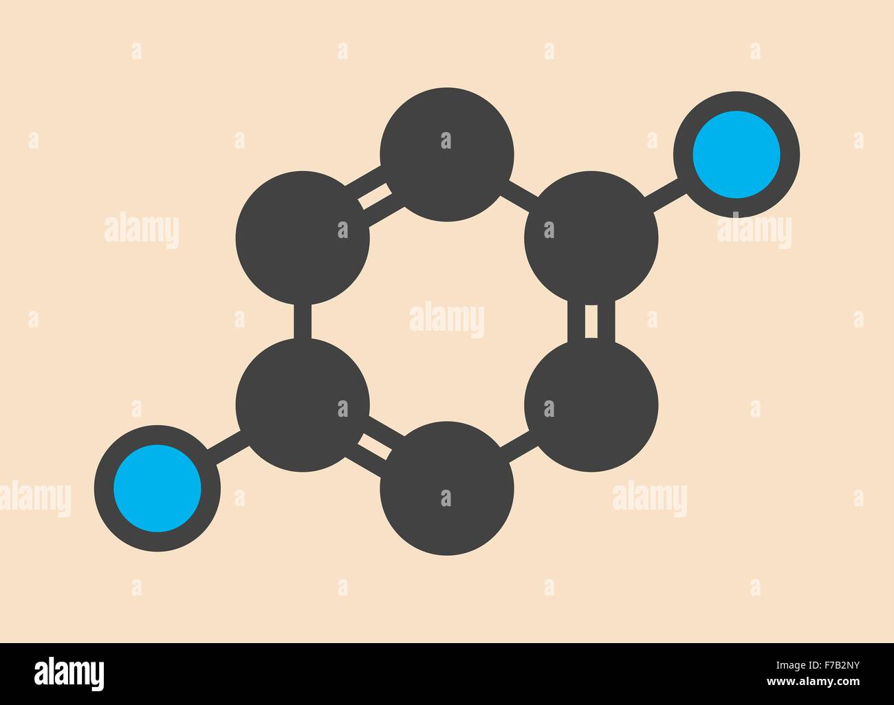 pPhenylenediamine (PPD) hair dye molecule. Also precursor in polymer synthesis. Known contact