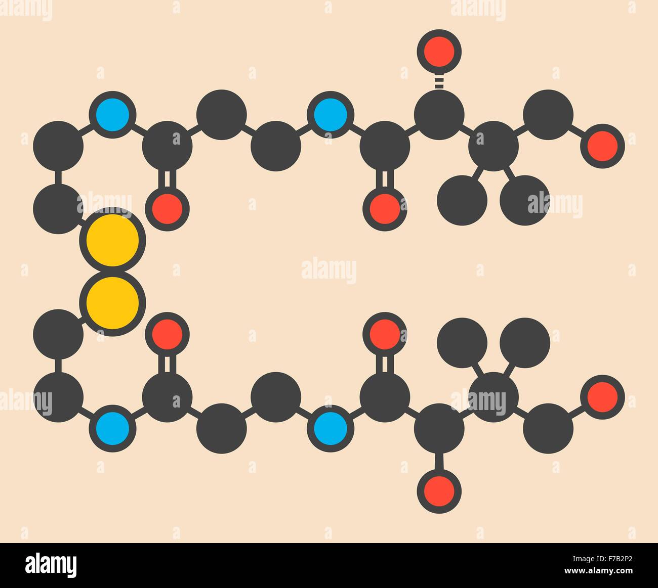 Pantethine (dimeric vitamin B5) molecule. Used in dietary supplements