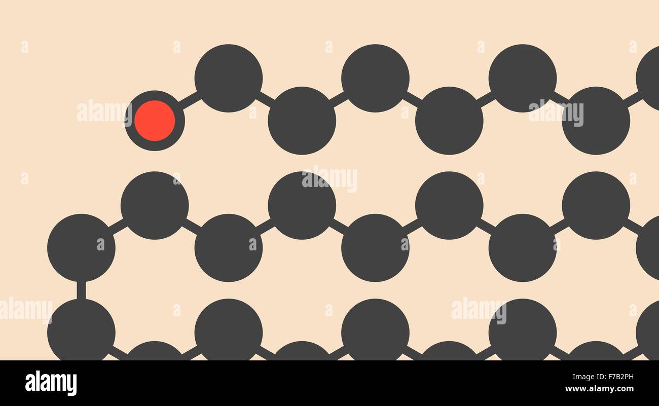 Octacosanol plant wax component molecule. long chain fatty alcohol
