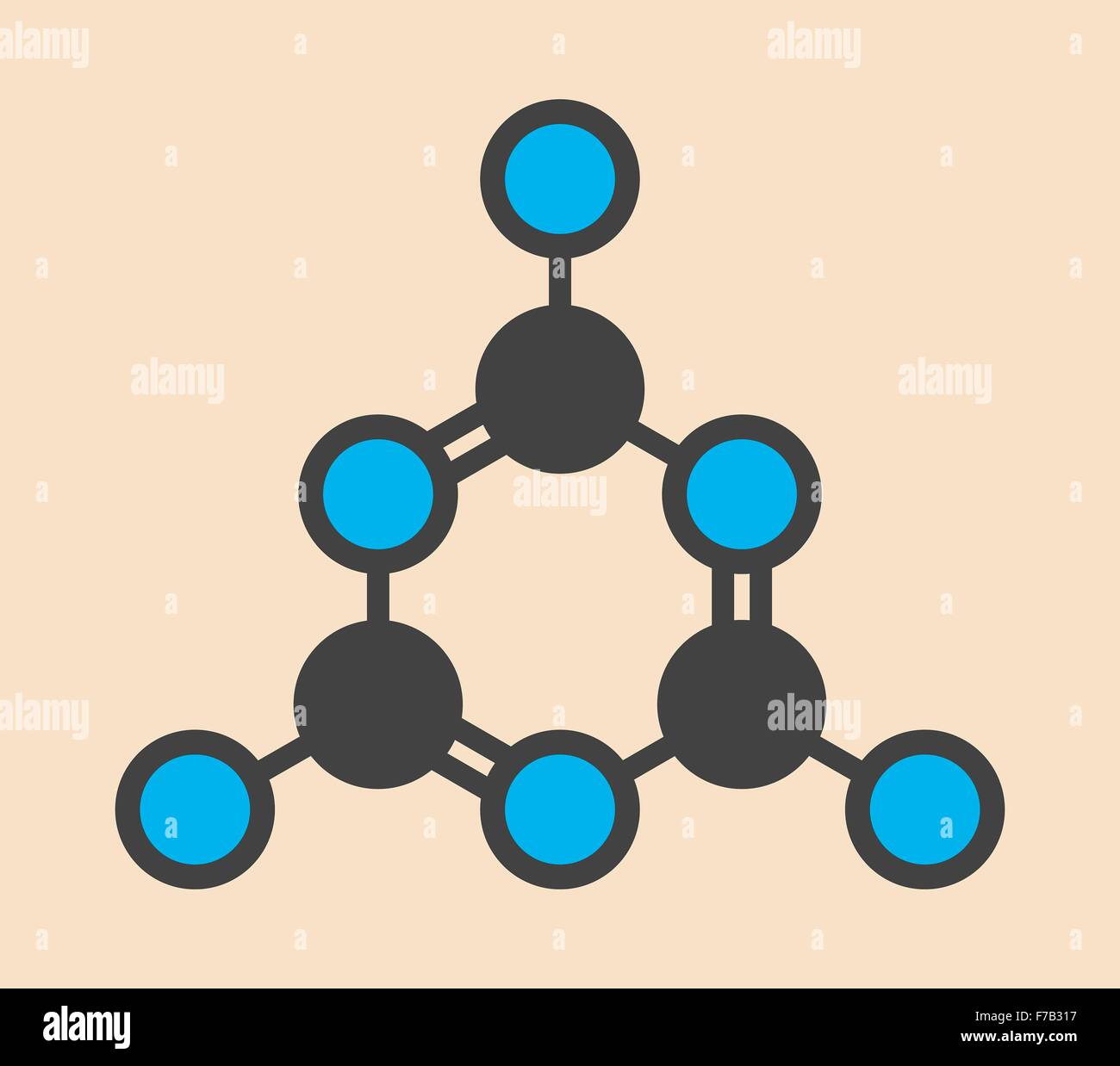Melamine molecule. Used in protein adulteration, e.g. in milk powder