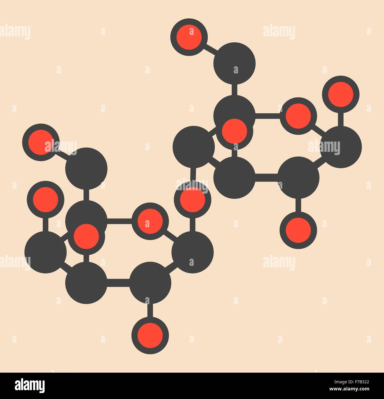 Lactose milk sugar molecule. Stylized skeletal formula (chemical