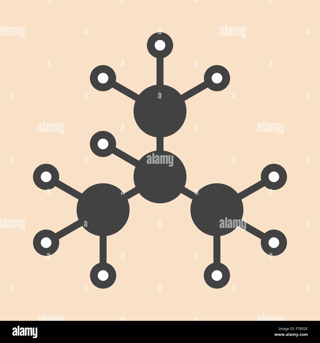 Isobutane (ibutane, methylpropane) alkane molecule. Used as