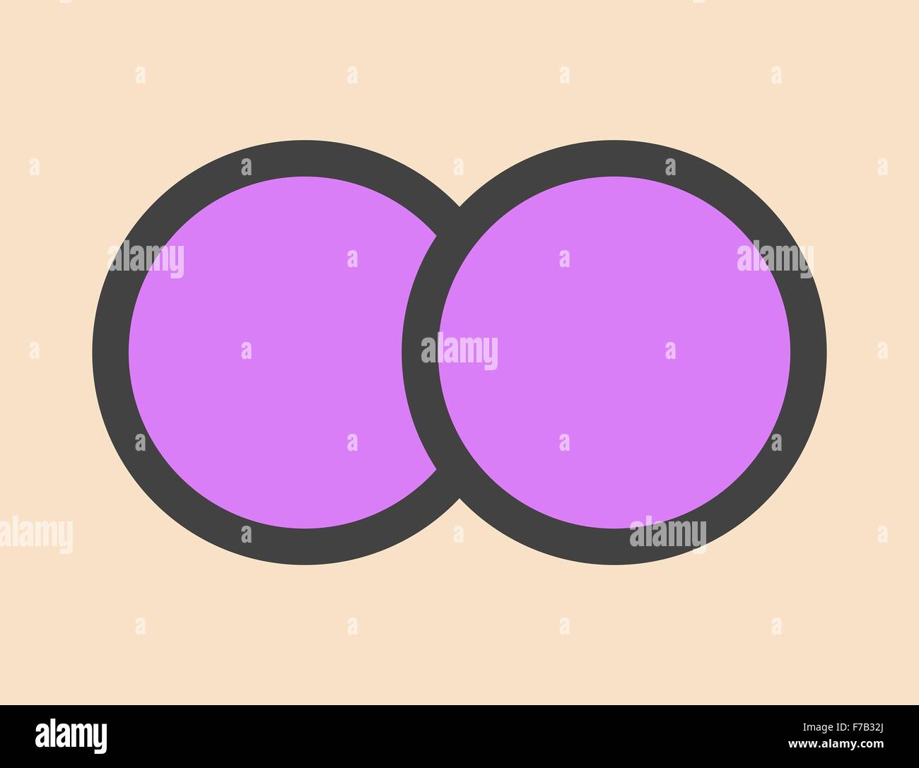 Iodine (I2) molecule. Solutions of elemental iodine are used as disinfectants. Stylized skeletal formula (chemical structure). Stock Photo