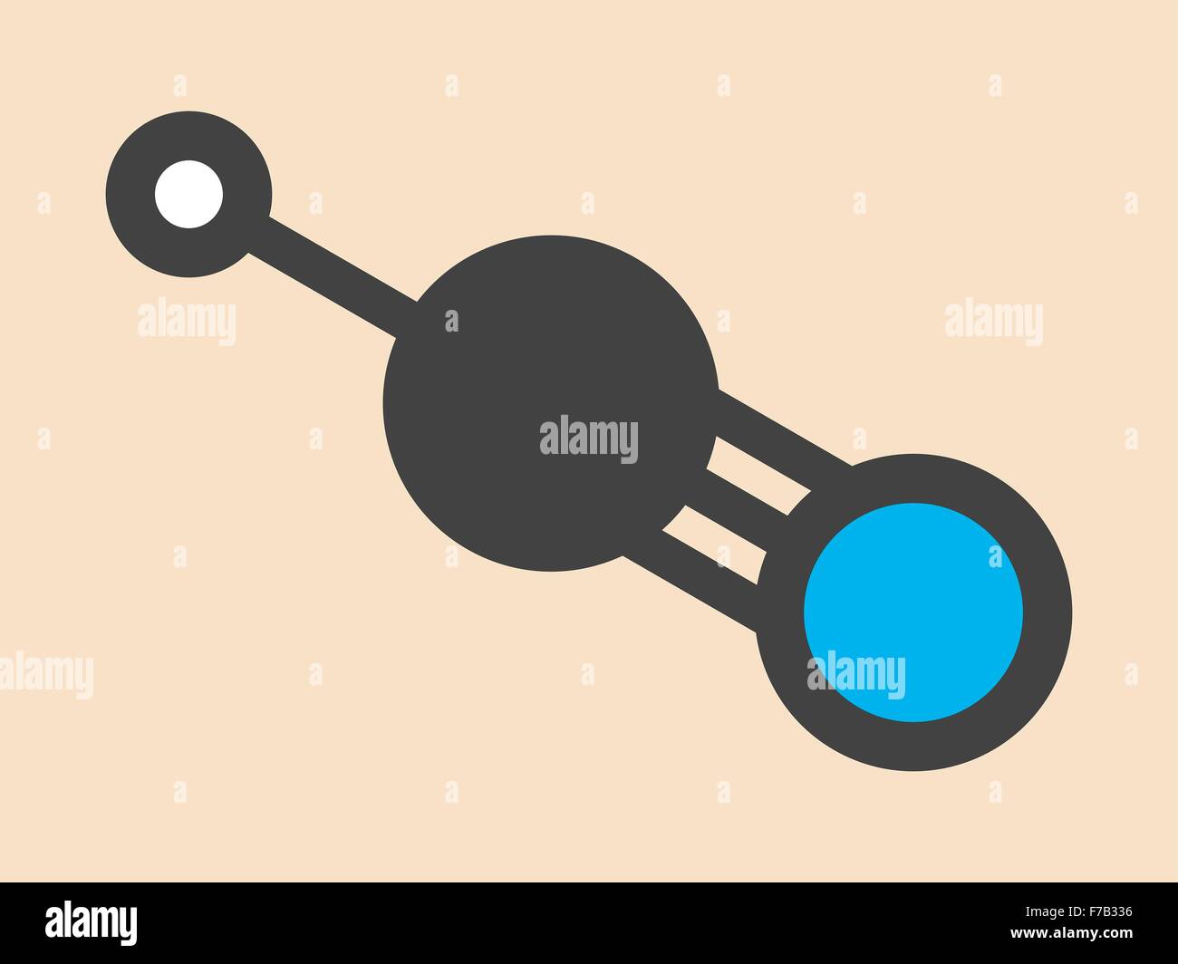 Hydrogen cyanide (HCN) poison molecule. Has typical almondlike odor