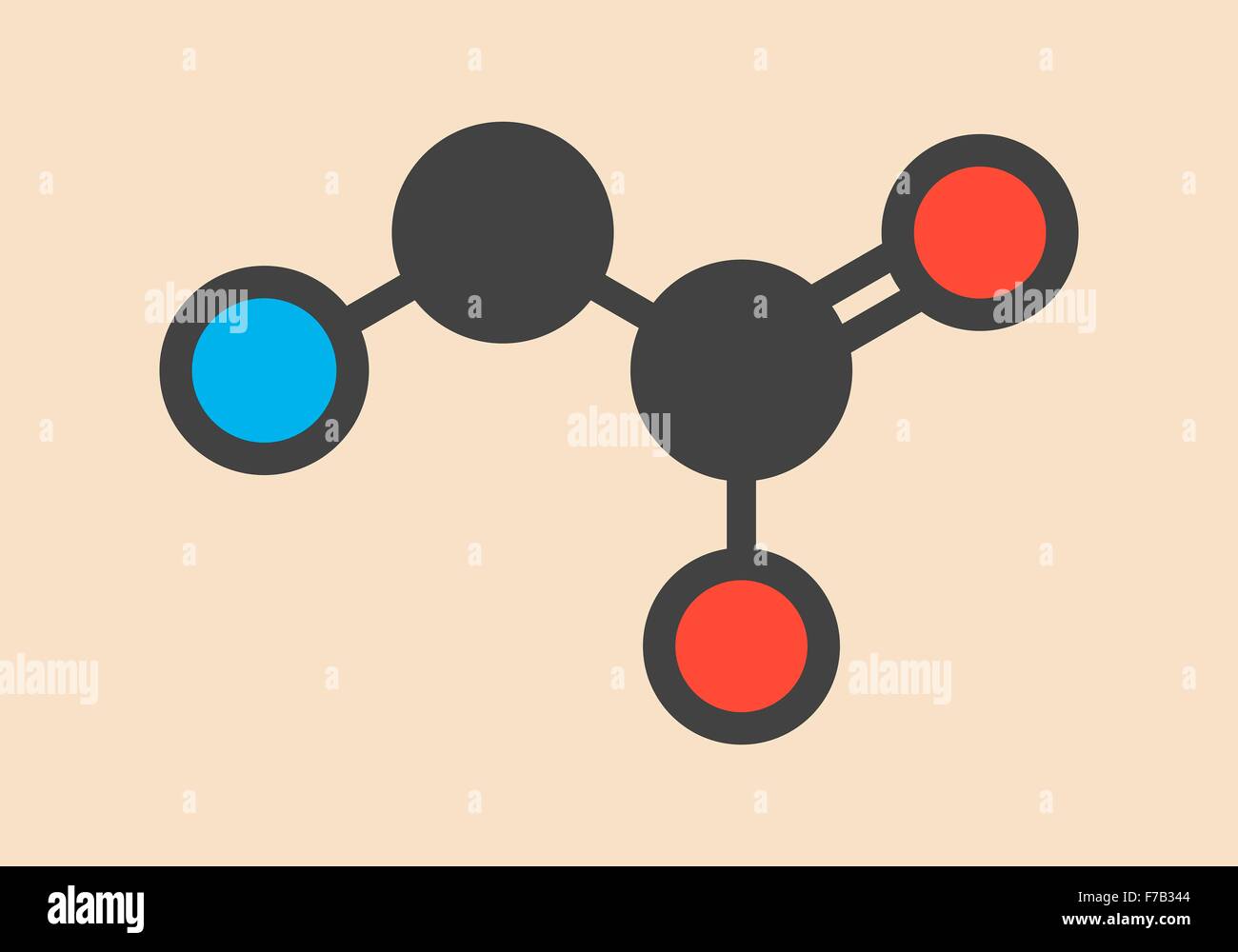 Glycine (Gly, G) amino acid molecule. Stylized skeletal formula