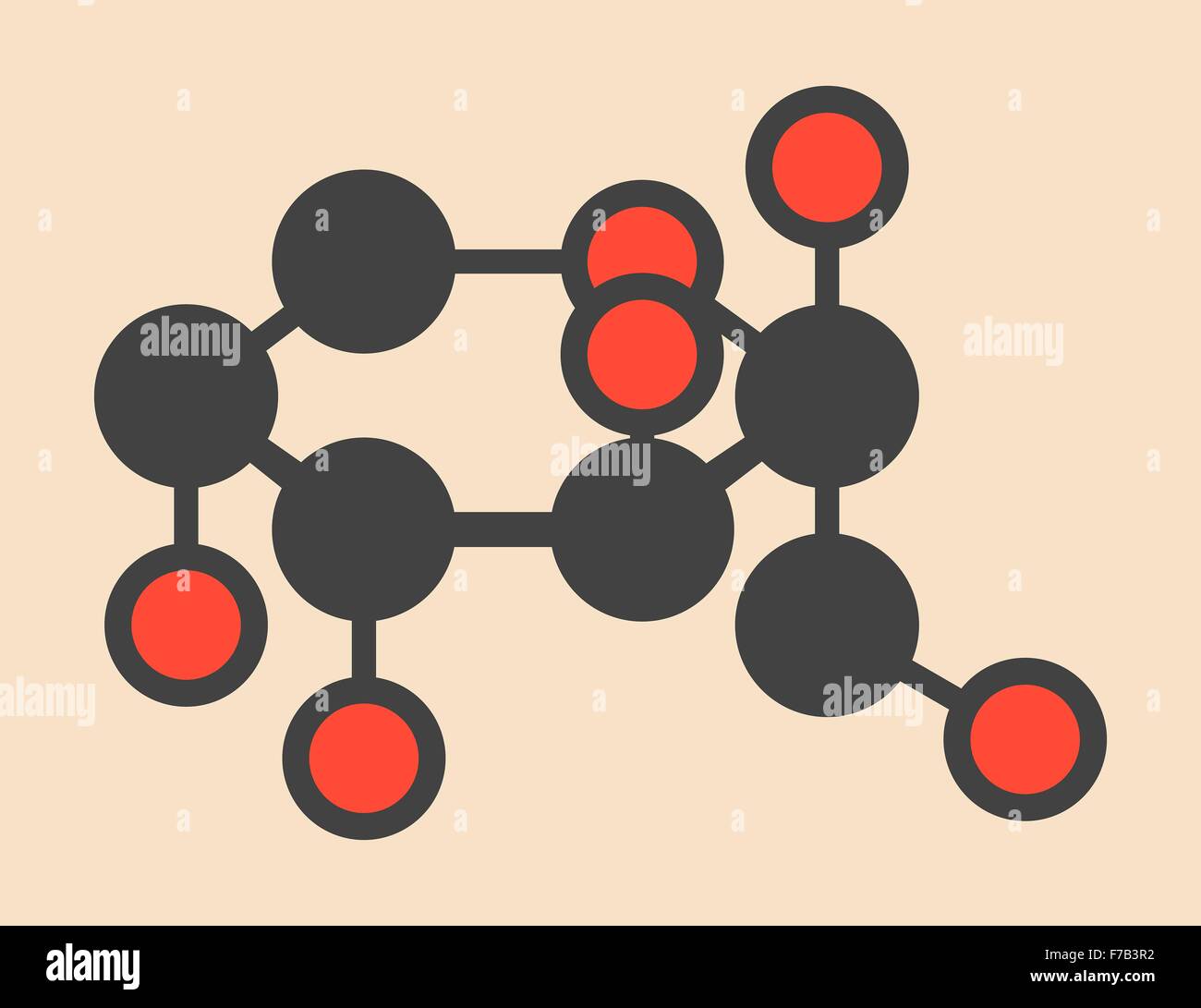 Fructose (Dfructose) fruit sugar molecule. Component of highfructose