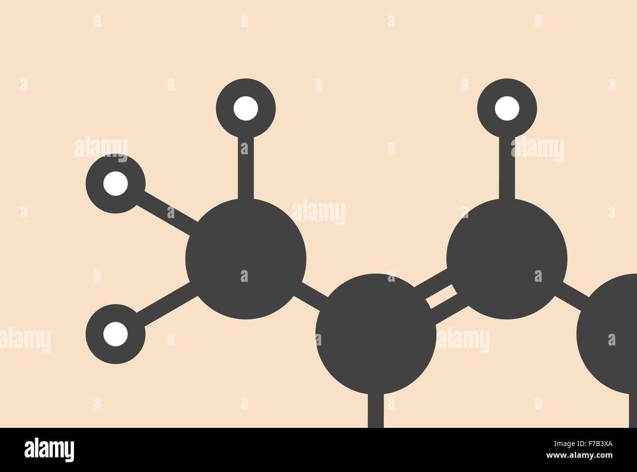 2butene (trans, Eform) molecule. Common petrochemical. Stylized