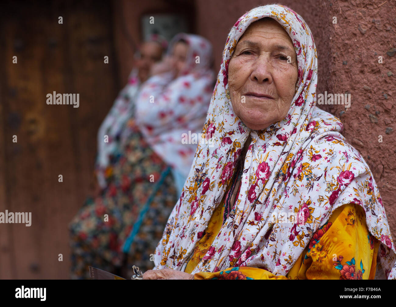 Portrait Of Iranian Women Wearing Traditional Floreal Chadors In