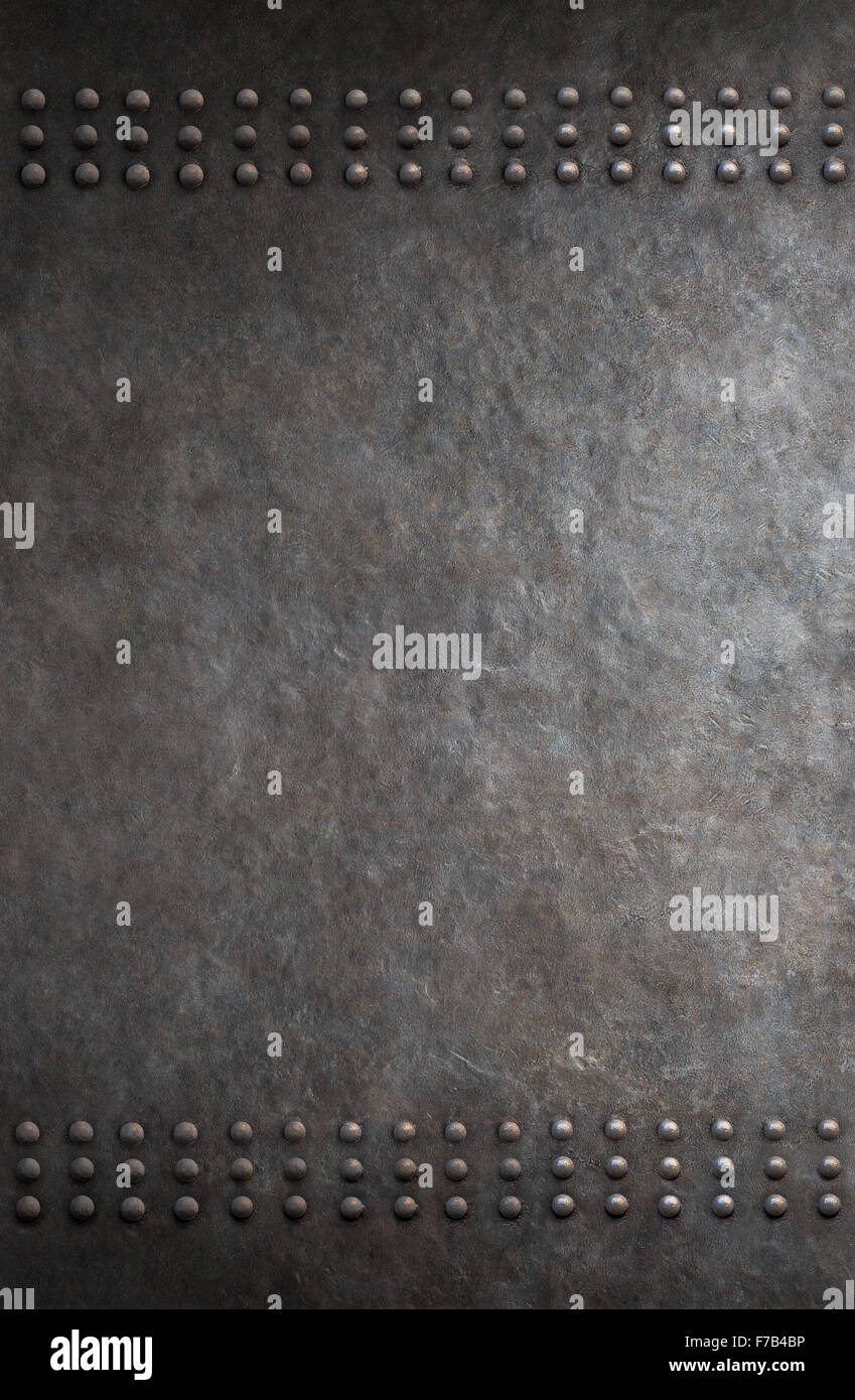 grunge metal background with rivets Stock Photo