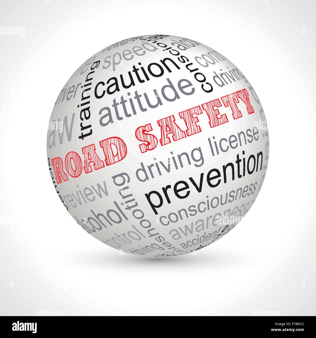 Road safety theme sphere with keywords full vector Stock Vector