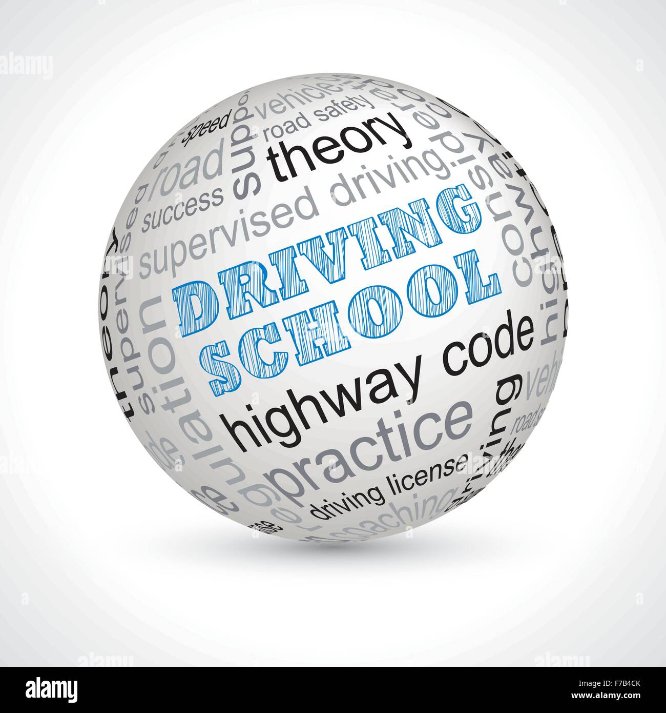 Driving school theme sphere with keywords full vector Stock Vector