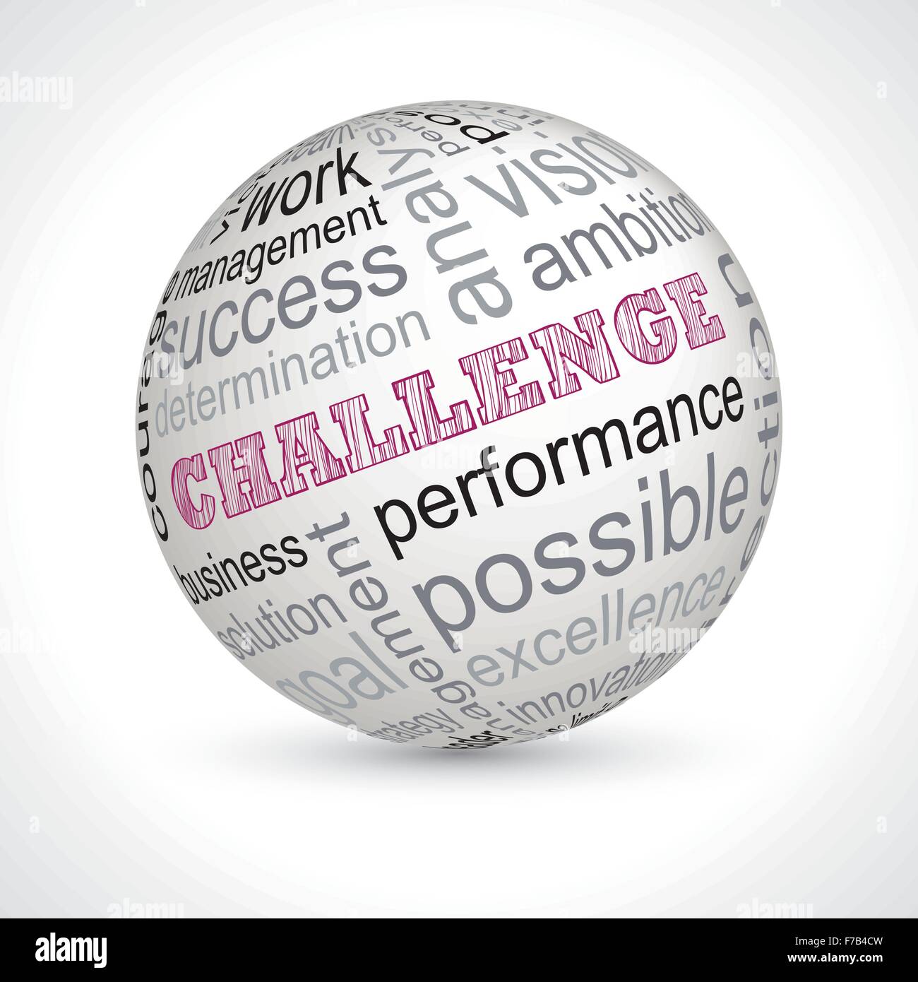 Challenge theme sphere with keywords full vector Stock Vector