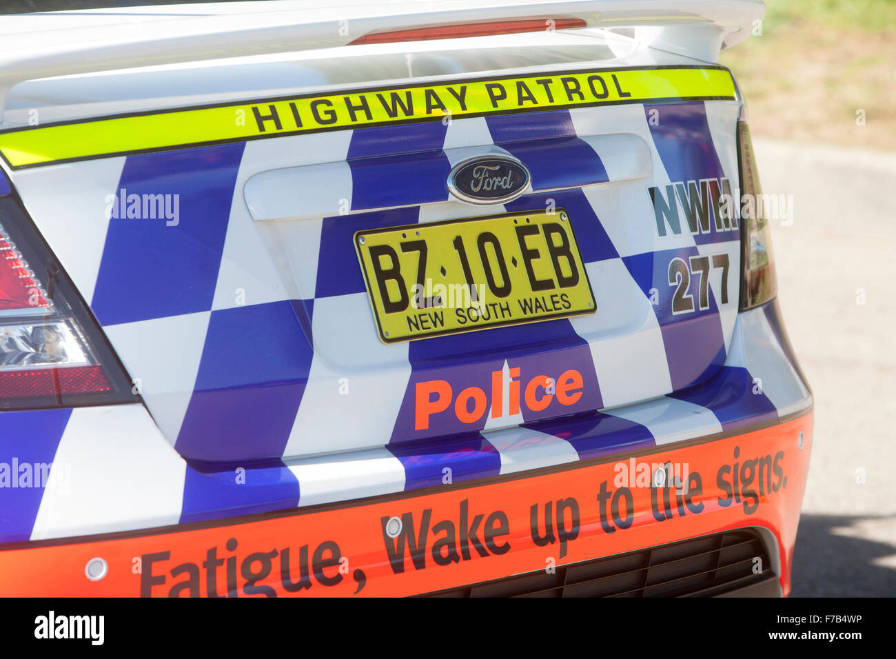 Rear view of NSW new south wales Sydney police force highway patrol car in Australia Stock Photo