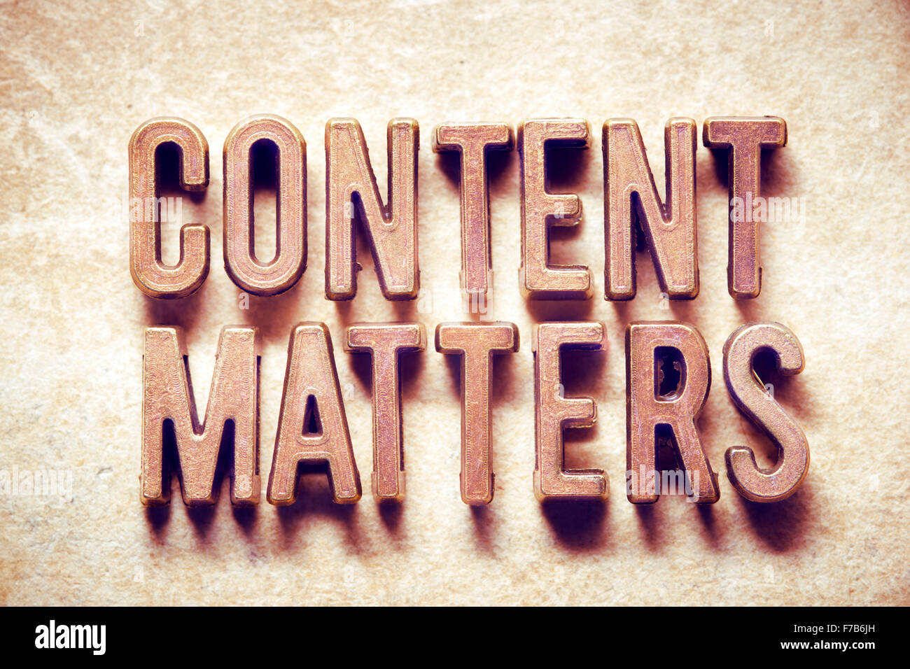 content matters phrase made from metallic letters on grunge background Stock Photo