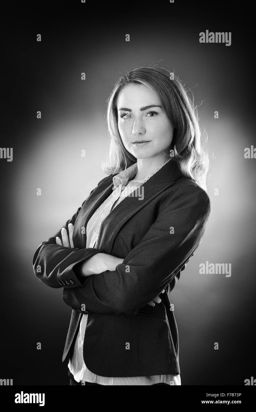 Portrait corporate employee in Black and White Stock Photos & Images ...