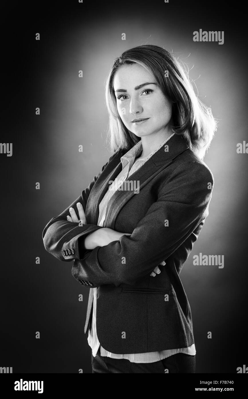 standing business woman portrait shot in the studio Stock Photo - Alamy