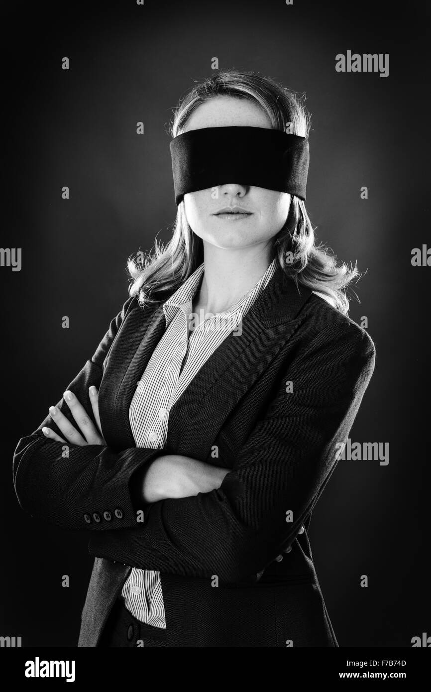 Blindfolded and lost stock photo. Image of problem, female - 67436338