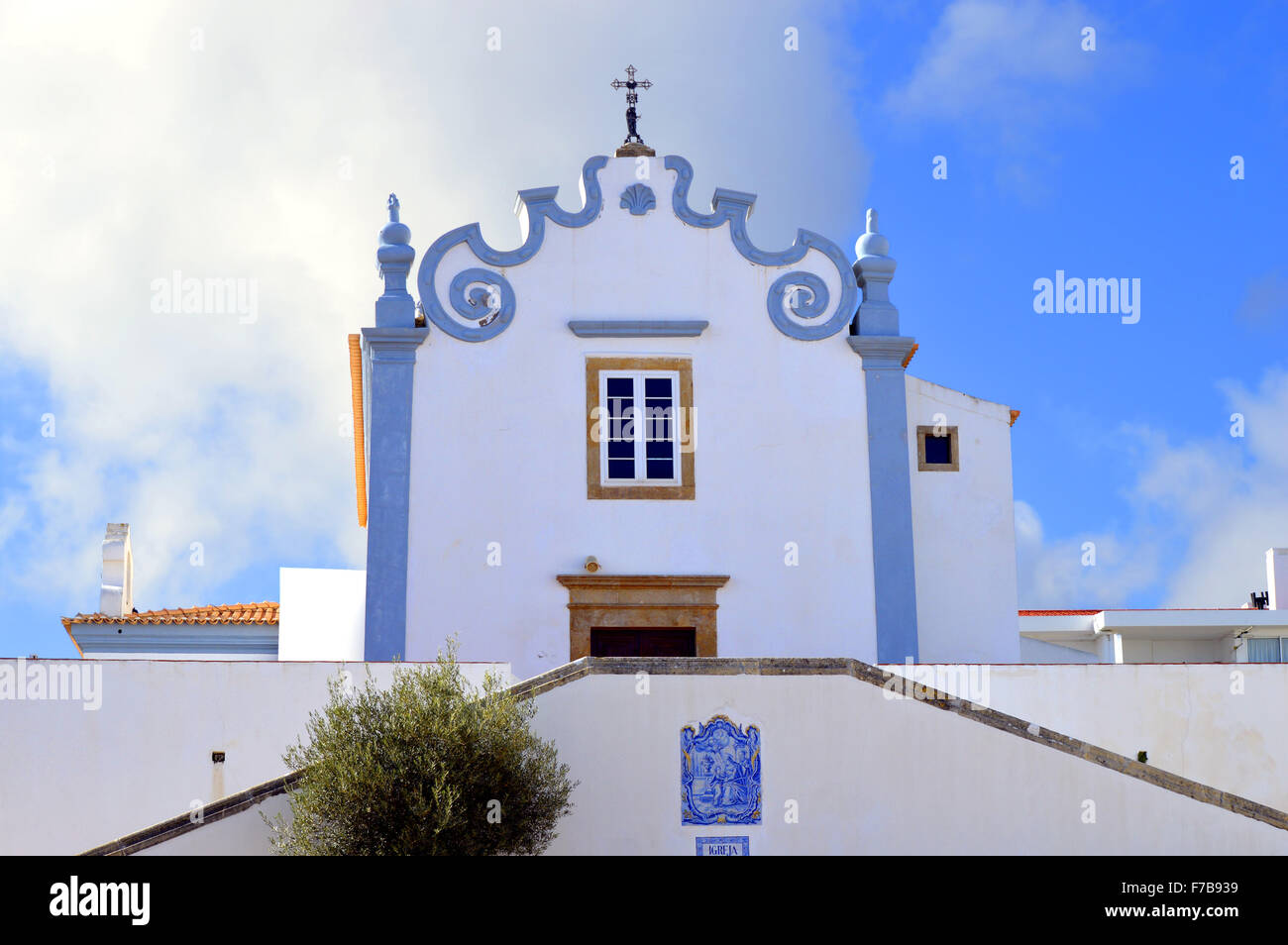 Historical Sant'Ana church in Albufeira old town Stock Photo