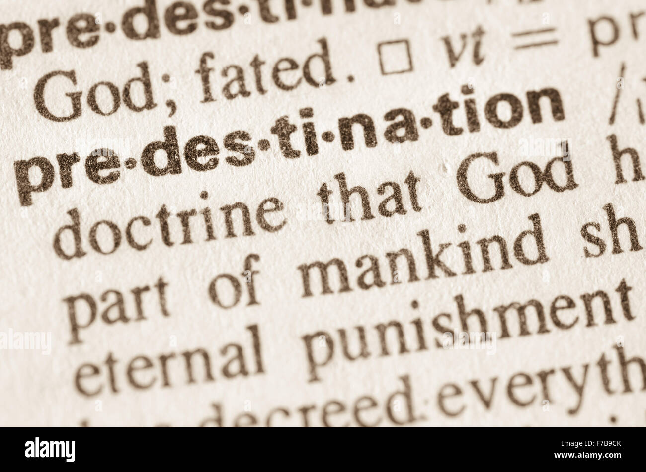Definition of word predestination in dictionary Stock Photo Alamy