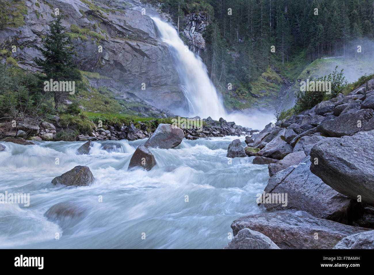 Lower Krimml Waterfall, Krimml, Zell am See District, High Tauern National Park, Salzburg, Austria, Europe Stock Photo