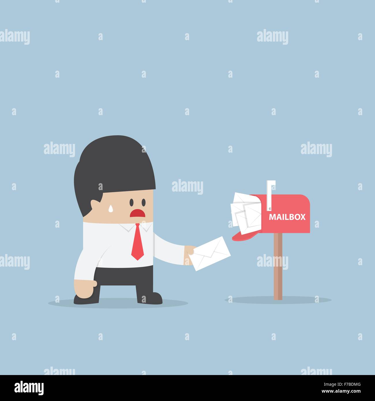 Businessman got a lot of mail in mailbox, VECTOR, EPS10 Stock Vector
