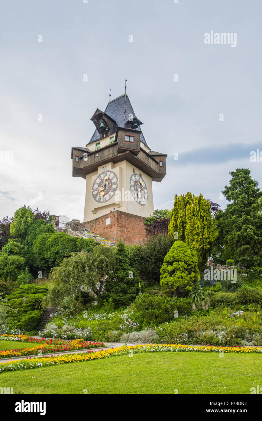 Graz, building Uhrturm, clock tower, Austria, Styria Stock Photo Alamy